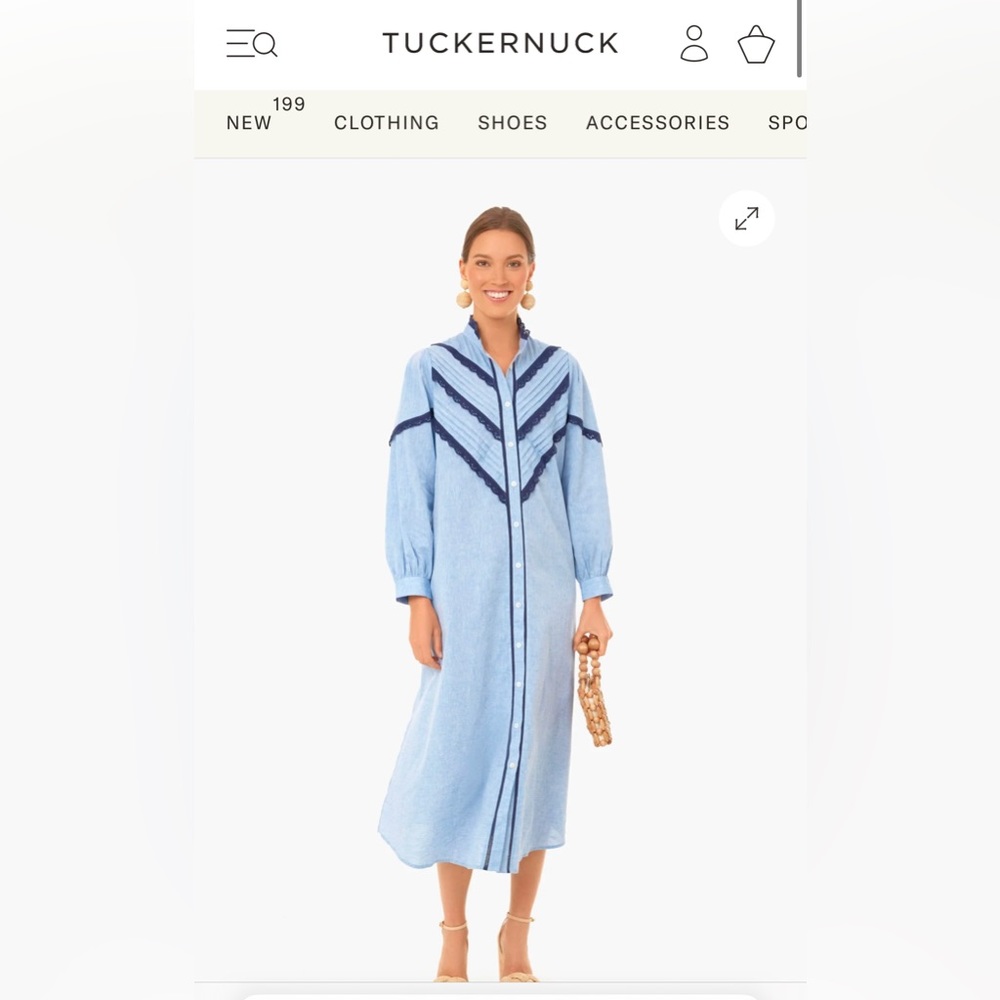Tuckernuck Pomander Place Jolene Chambray Midi Dress size Medium NWOT